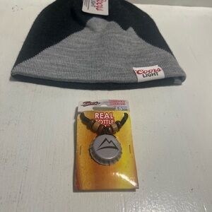 Coors Light Black and Gray Beanie with Bottle Opener Necklace